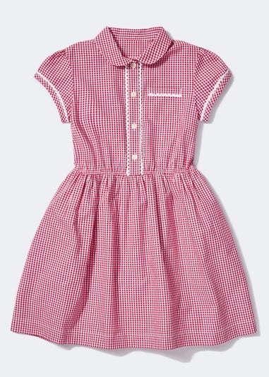Girls Red Traditional Gingham School Dress (3-14yrs)