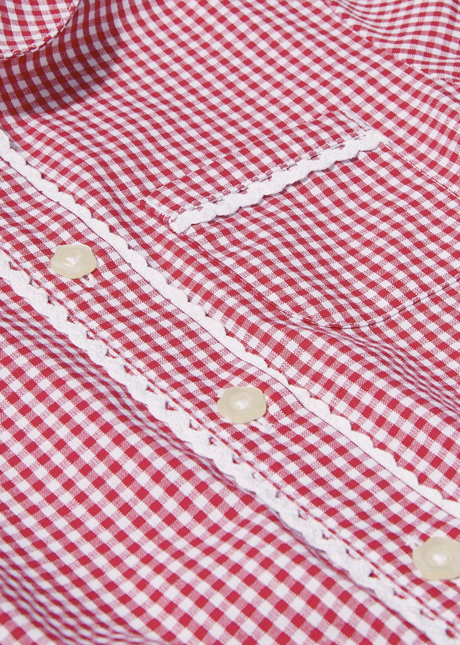 Girls Red Traditional Gingham School Dress (3-14yrs)