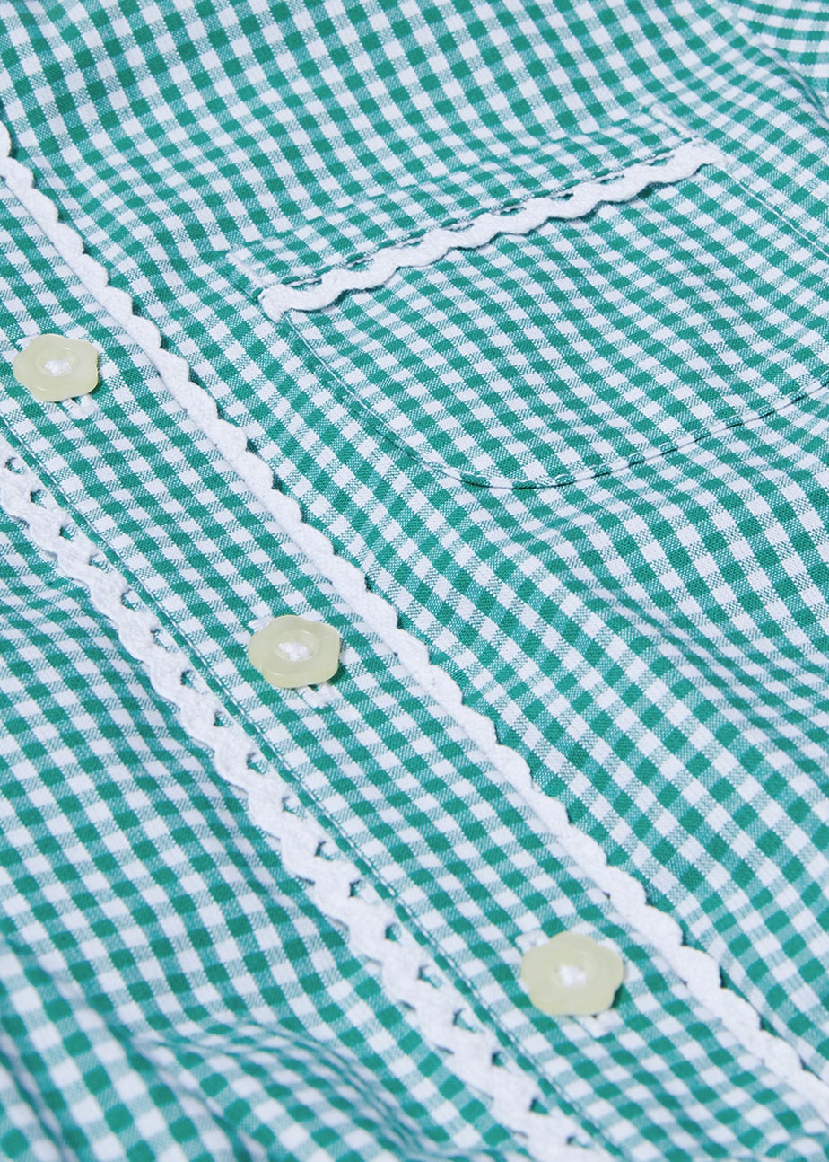 Girls Green Traditional Gingham School Dress (3-14yrs)