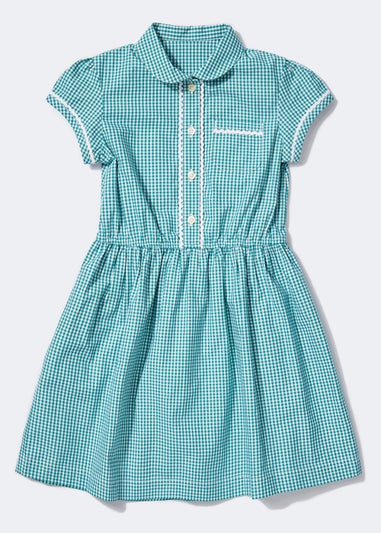 Girls Green Traditional Gingham School Dress (3-14yrs)