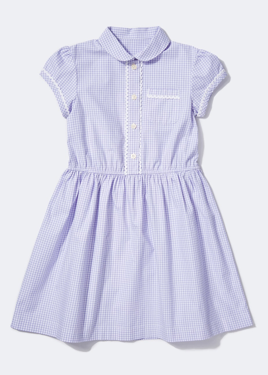 Girls Lilac Traditional Gingham School Dress (3-14yrs)