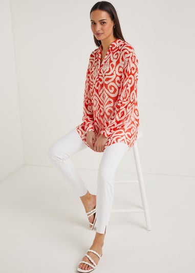 Et Vous Red Print Blouse