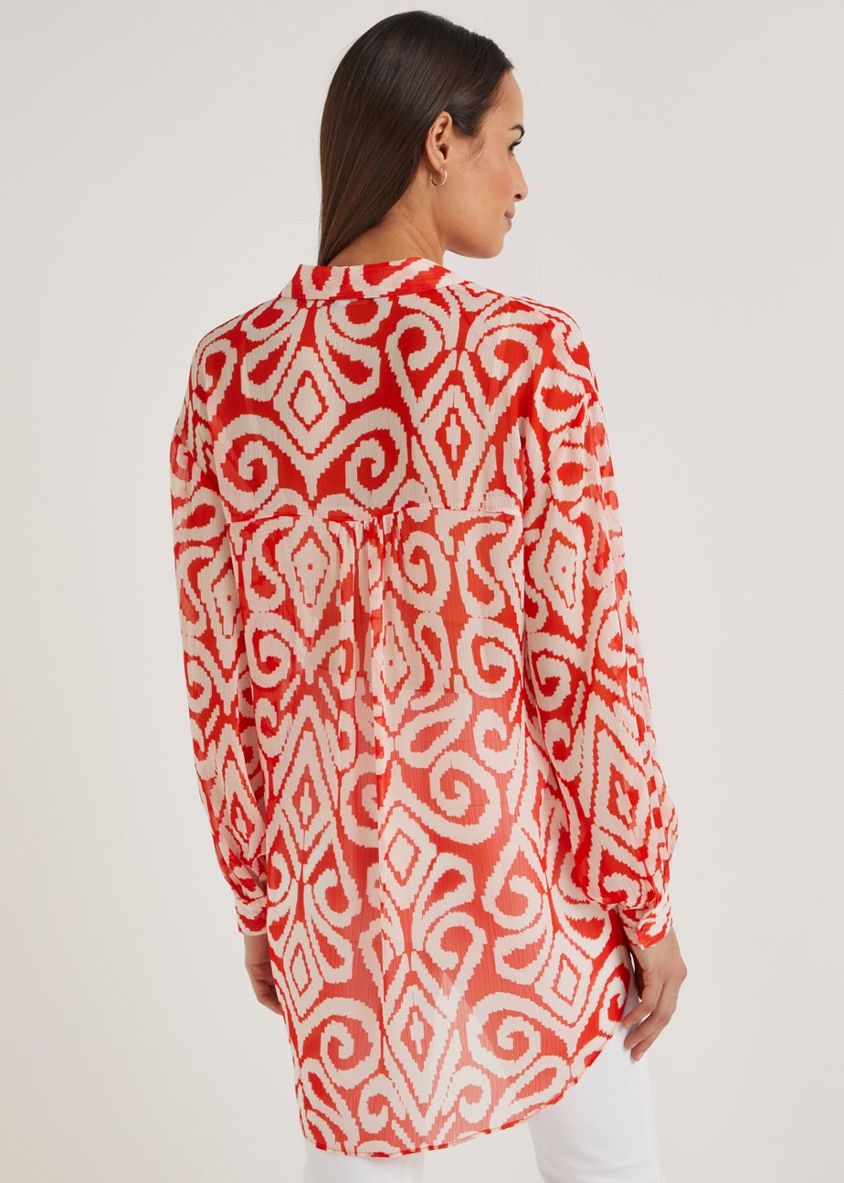 Et Vous Red Print Blouse