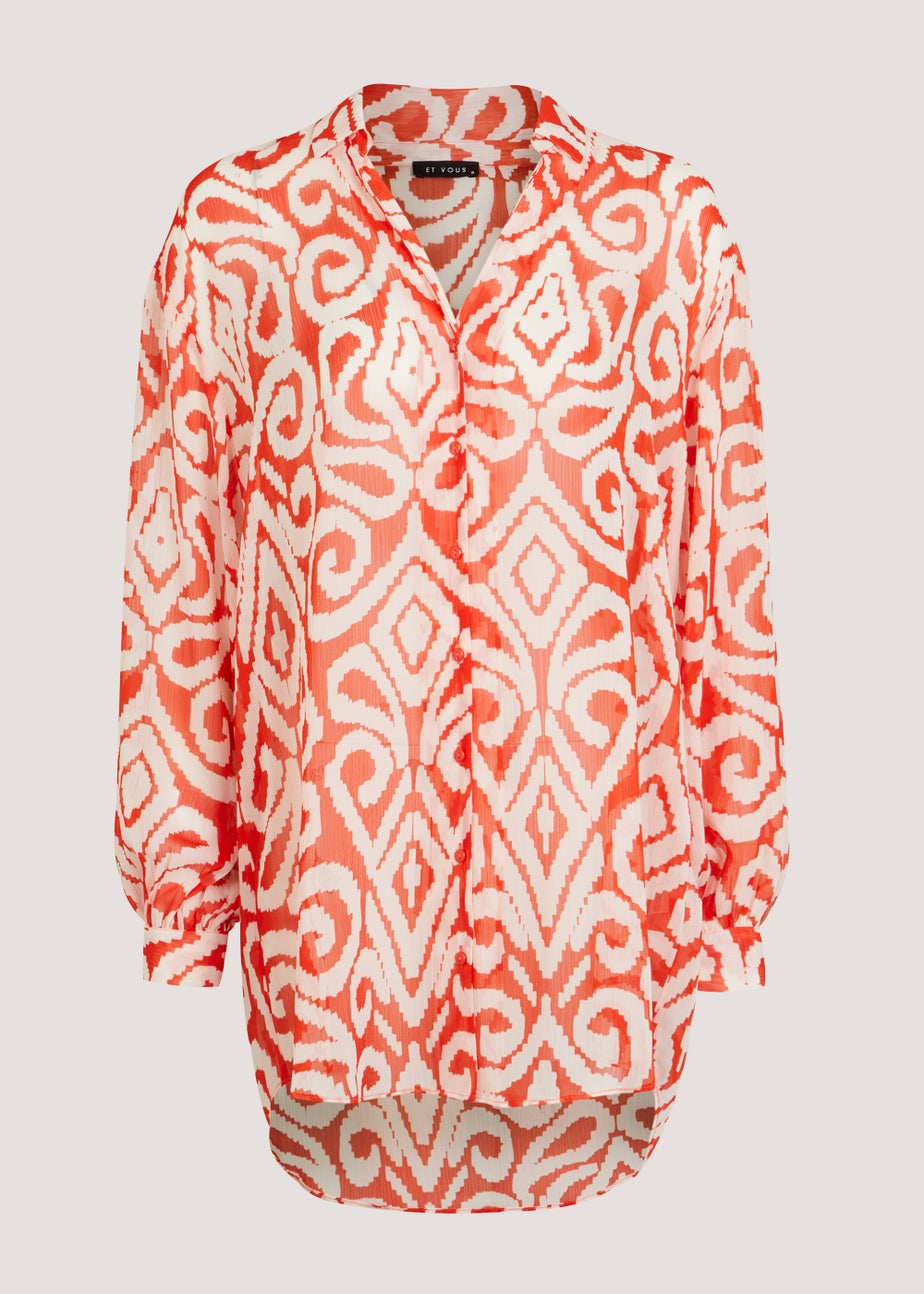 Et Vous Red Print Blouse