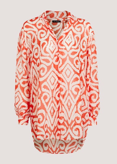 Et Vous Red Print Blouse