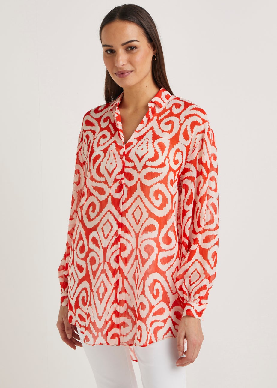 Et Vous Red Print Blouse