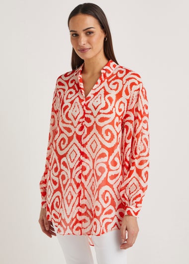 Et Vous Red Print Blouse