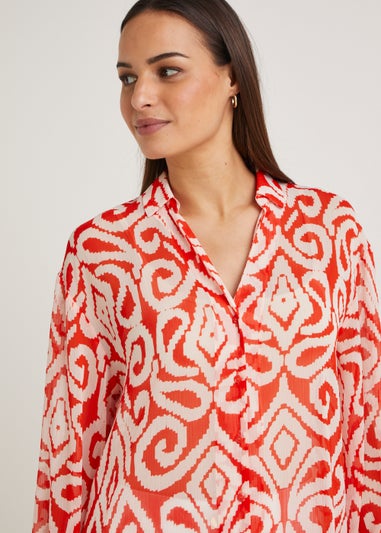Et Vous Red Print Blouse