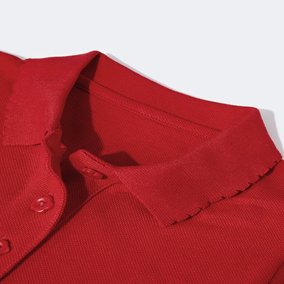 Girls 2 Pack Red Scallop Collar School Polo Shirts (3-13yrs)