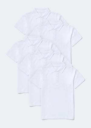 Kids 5 Pack White School Polo Shirts (3-16yrs)