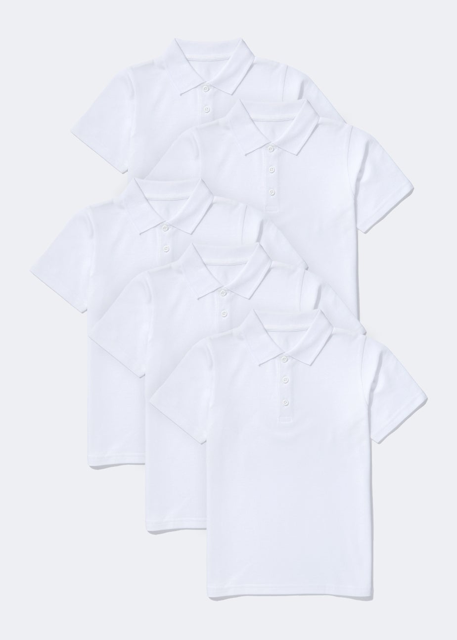 Kids 5 Pack White School Polo Shirts (3-16yrs)