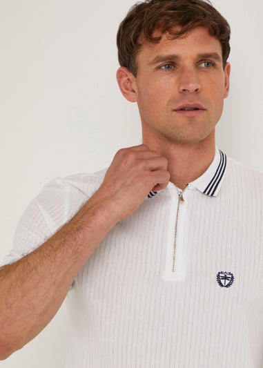 White Stripe Dobby Polo Shirt