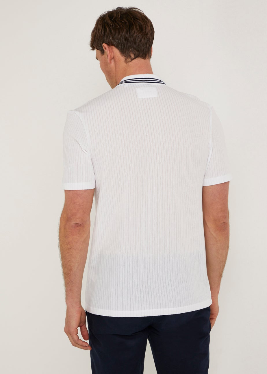 White Stripe Dobby Polo Shirt