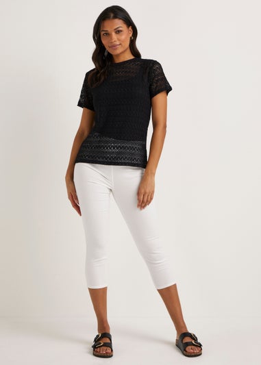 Rosie White Cropped Pull On Jeggings