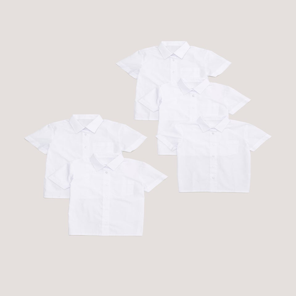 Girls 5 Pack White School Blouses (4-15yrs)