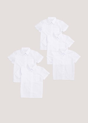Girls 5 Pack White School Blouses (4-15yrs)