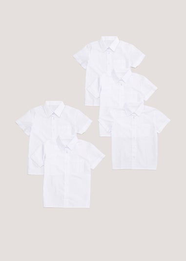 Girls 5 Pack White School Blouses (4-15yrs)