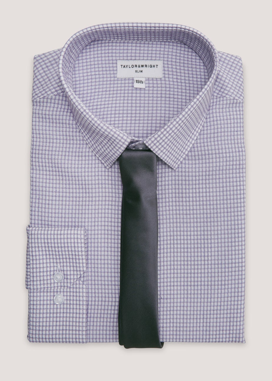 Taylor & Wright Lilac Slim Fit Shirt & Tie