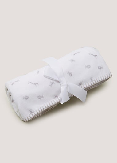 White Safari Fleece Baby Blanket (100cm x 75cm)