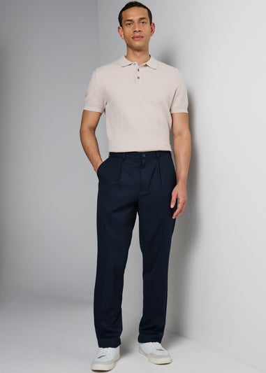 Taylor & Wright Navy Regular Fit Flexi Waist Trousers