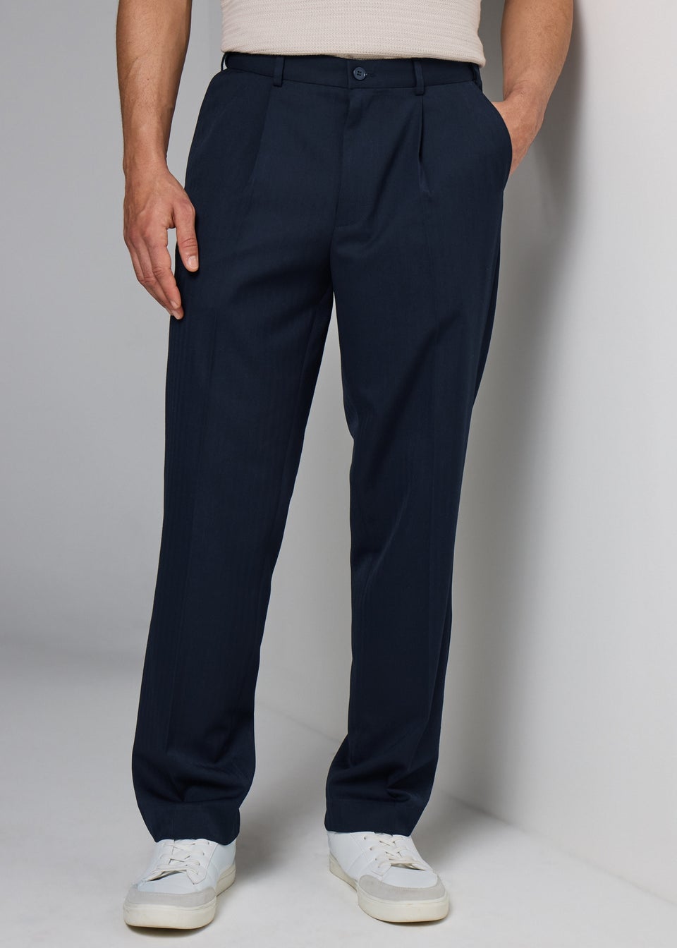 Taylor & Wright Navy Regular Fit Flexi Waist Trousers