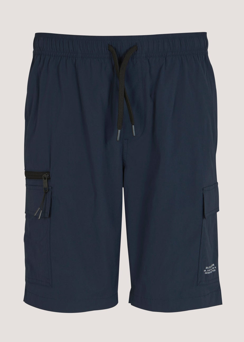 Navy Drawstring Cargo Shorts