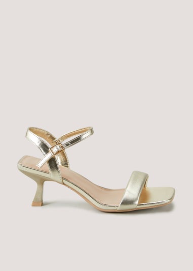 Et Vous Gold Strappy Kitten Heels