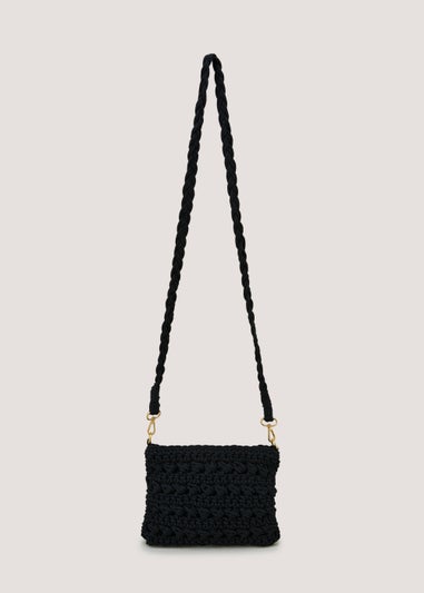 Black Macrame Cross Body Bag