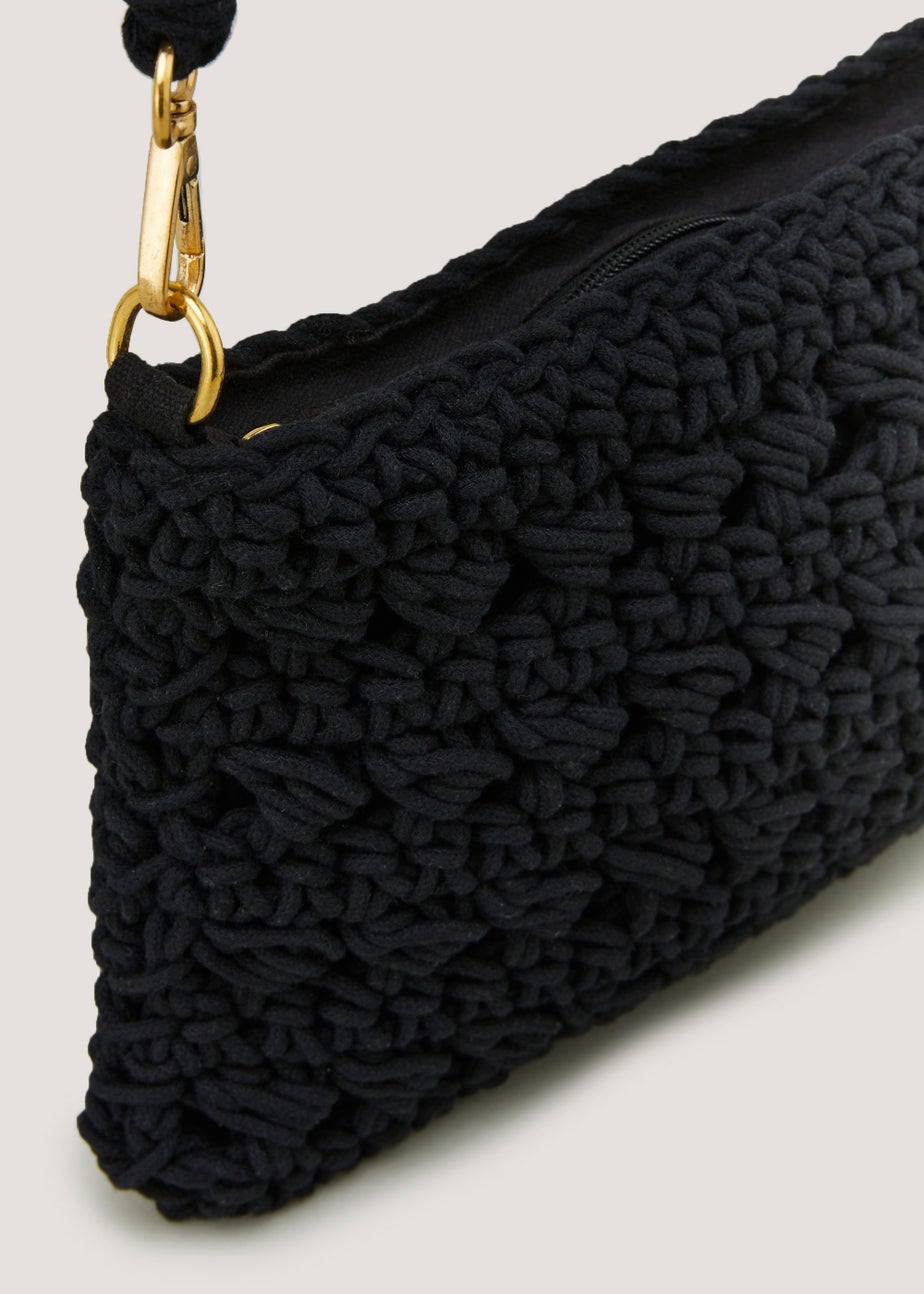 Black Macrame Cross Body Bag