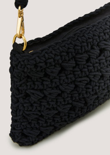 Black Macrame Cross Body Bag