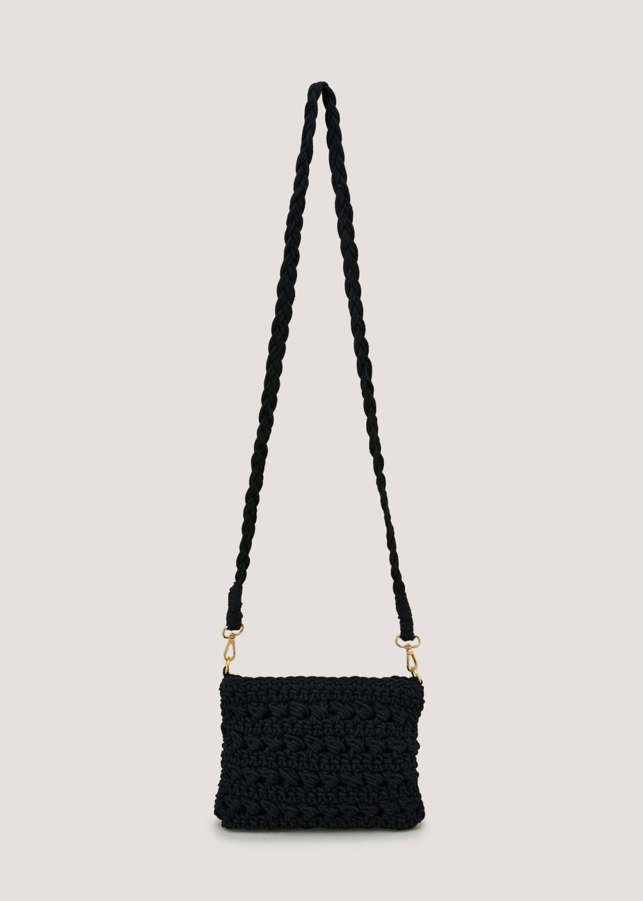 Black Macrame Cross Body Bag