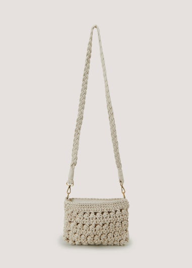 Natural Macrame Cross Body Bag