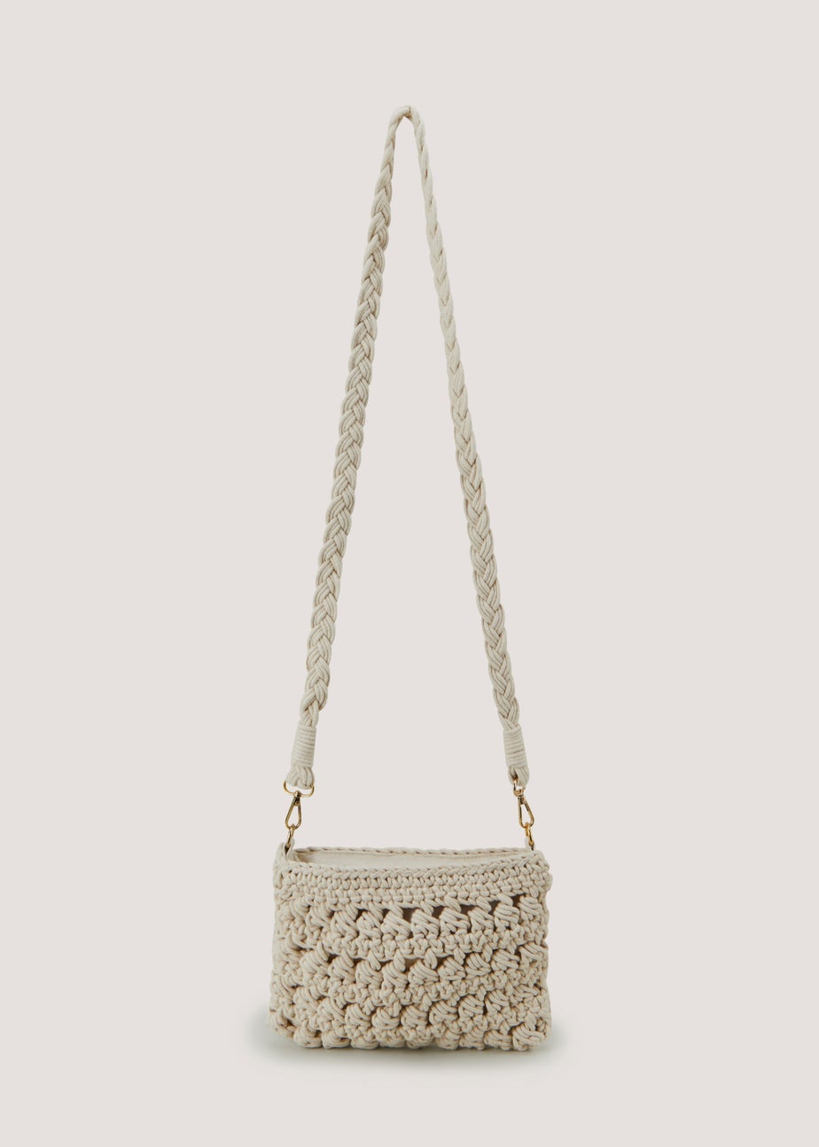 Natural Macrame Cross Body Bag