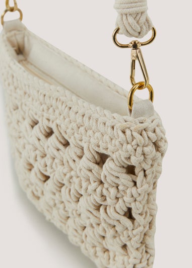 Natural Macrame Cross Body Bag