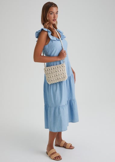 Natural Macrame Cross Body Bag