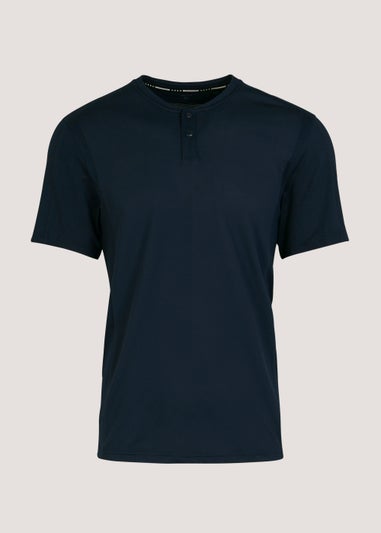 Souluxe Navy Golf Sports Grandad Polo Shirt