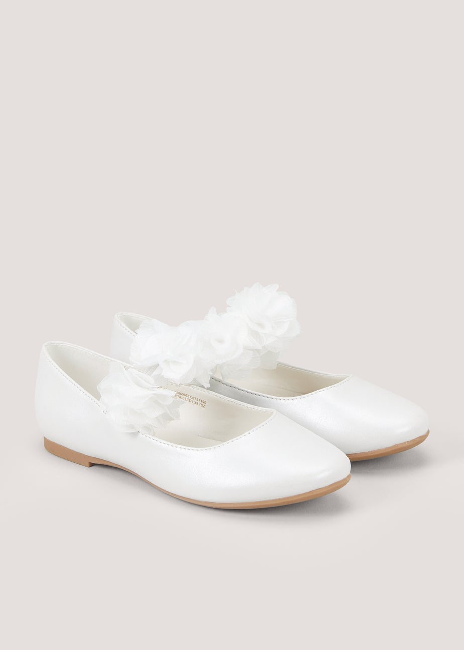Girls White Bridesmaid Ballet Flats (Younger 10-Older 5) Matalan