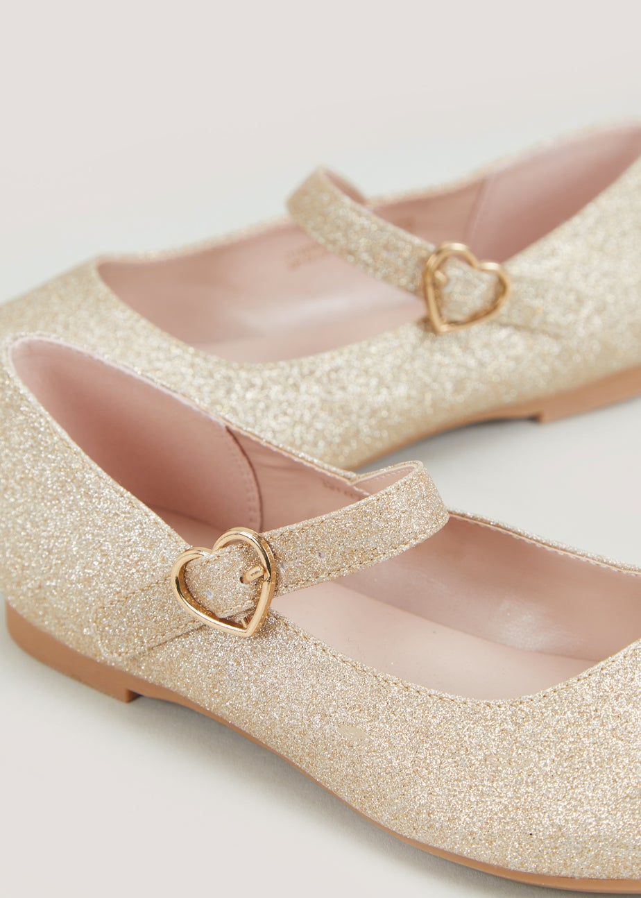 Girls Gold Bridesmaid Ballet Flats (Younger 4-9) Matalan