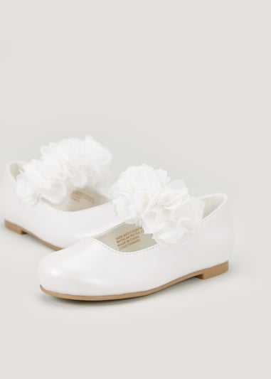 Girls White Bridesmaid Ballet Flats (Younger 4-9)