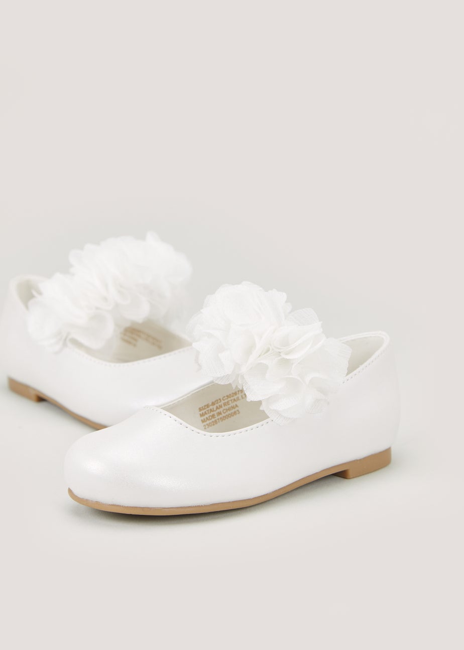 Girls White Bridesmaid Ballet Flats (Younger 4-9)