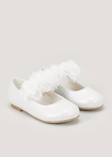 Girls White Bridesmaid Ballet Flats (Younger 4-9)