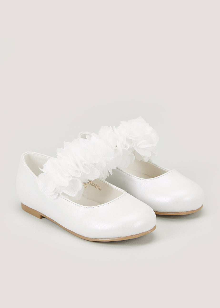 Girls White Bridesmaid Ballet Flats (Younger 4-9)