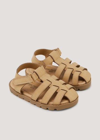 Boys Tan Caged Sandals (Younger 4-12)