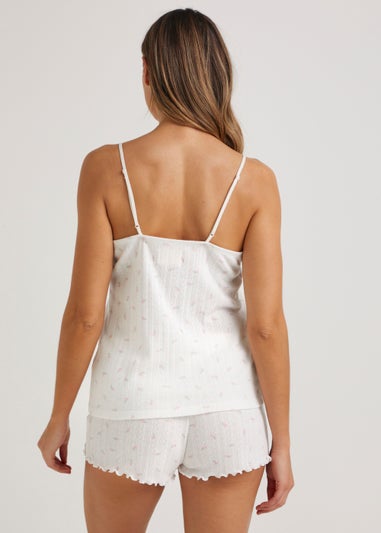 Cream Print Pointelle Ribbed Pyjama Set