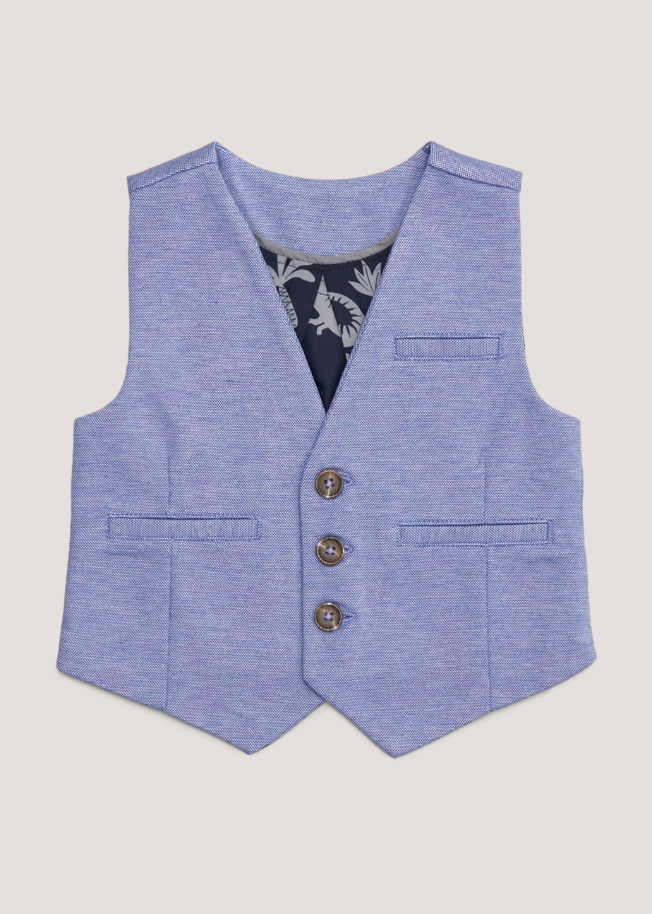 Boys Mini Me Blue Smart Jersey Waistcoat (9mths-4yrs)