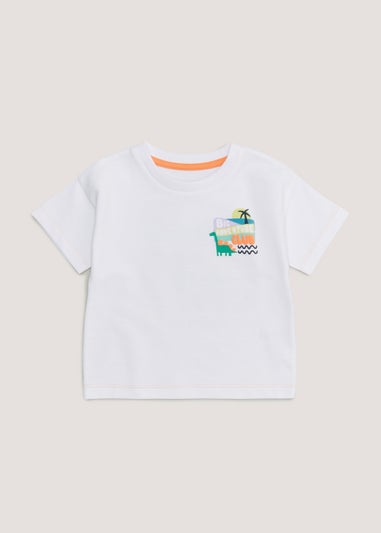 Boys White Dinosaur T-Shirt (9mths-6yrs)