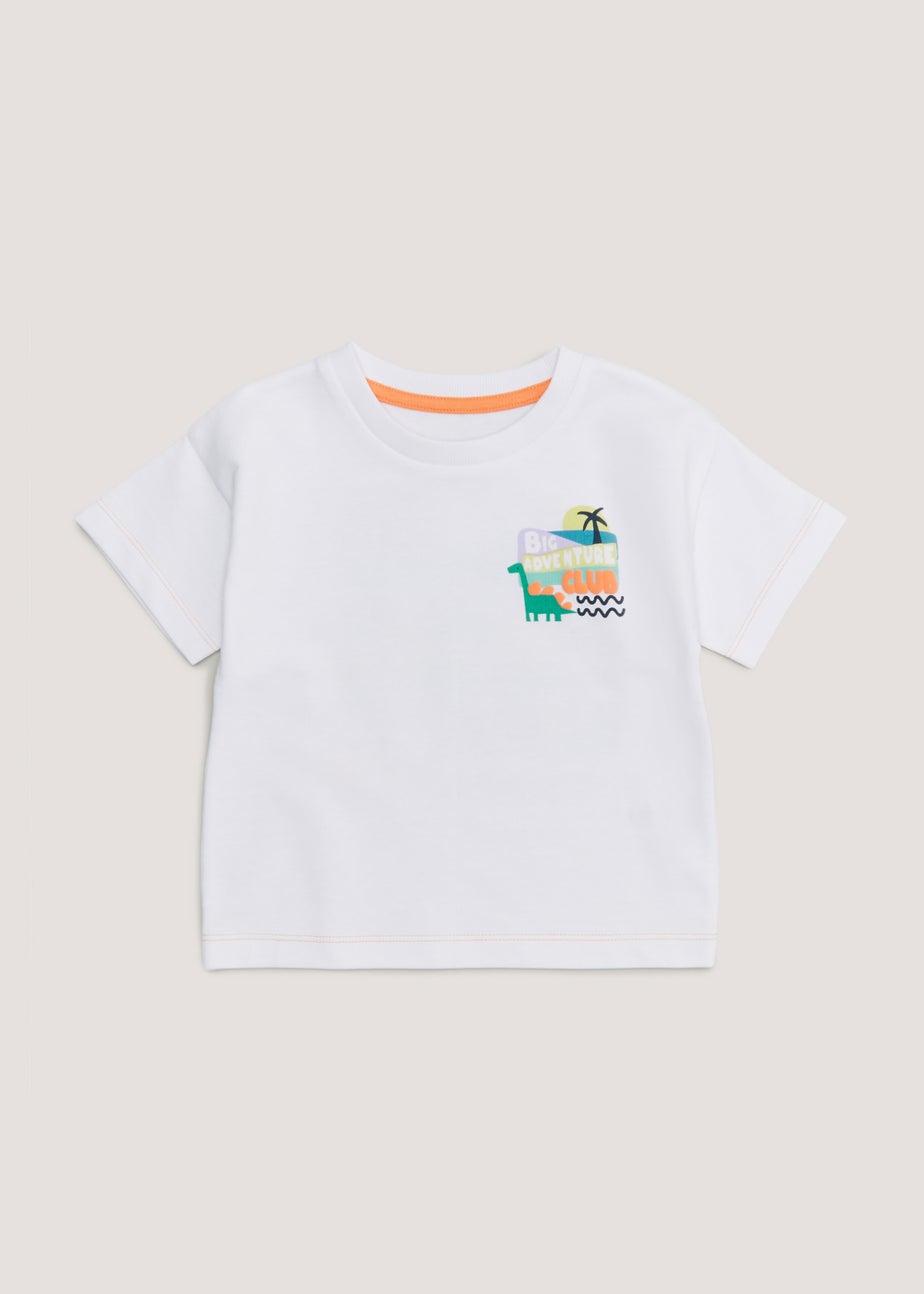 Boys White Dinosaur T-Shirt (9mths-6yrs)