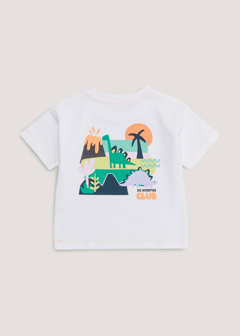 Boys White Dinosaur T-Shirt (9mths-6yrs)