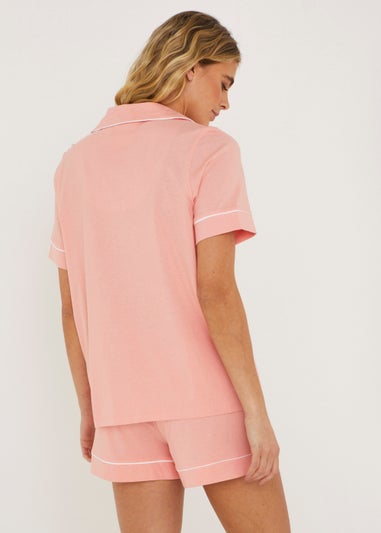 Coral Button Up Pyjama Set