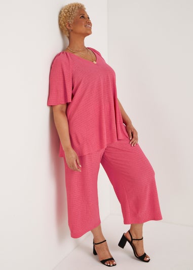 Papaya Curve Pink Plisse Top